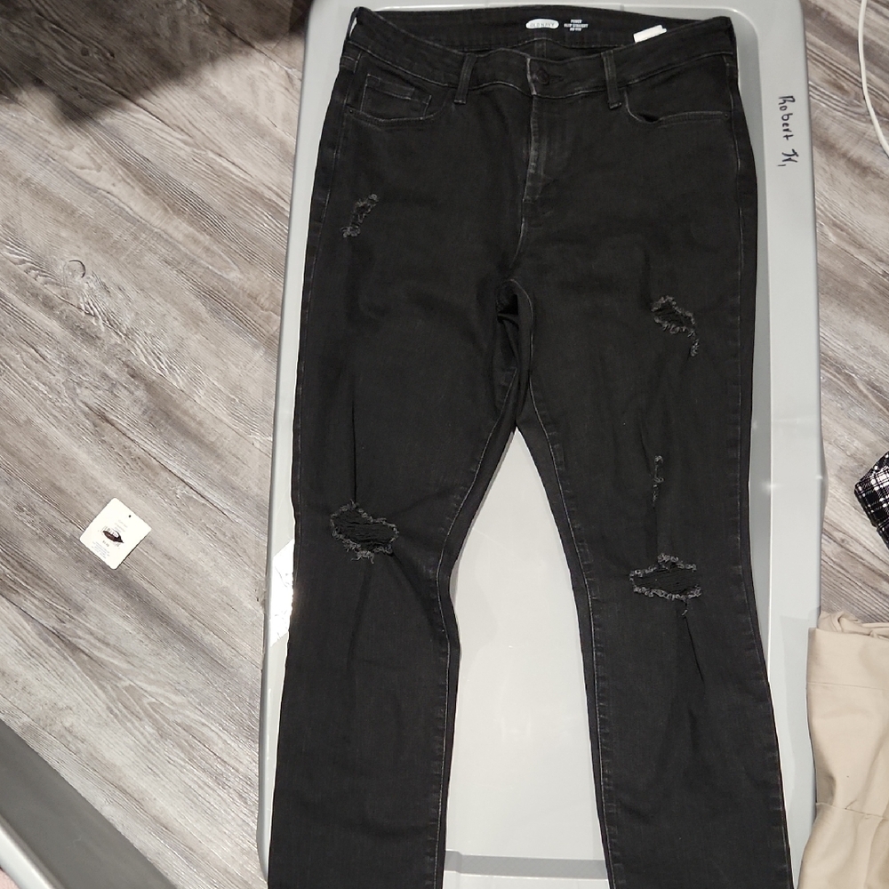 Old Navy Black Distressed Skinny Jeans